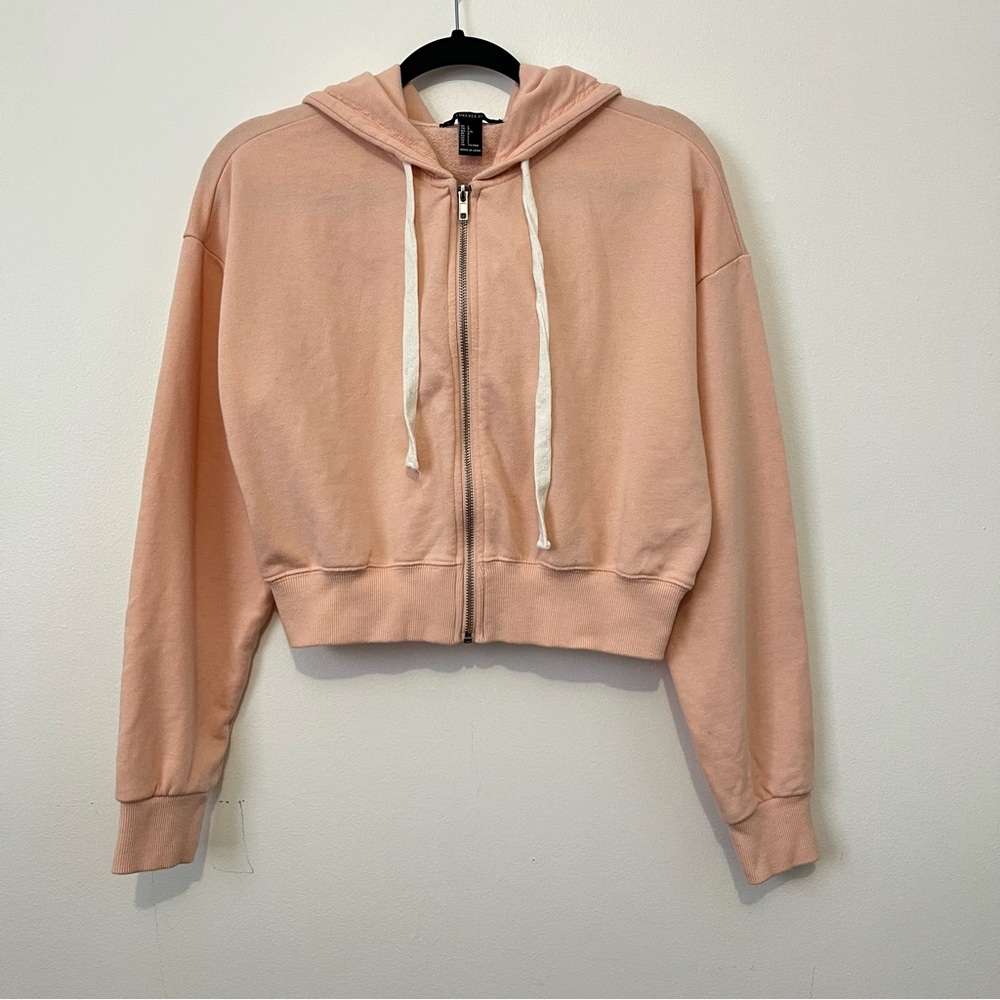 Forever 21 Women's Pink Cropped Hoodie